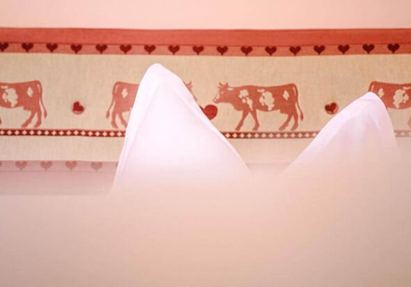 Bed decorated with cows.