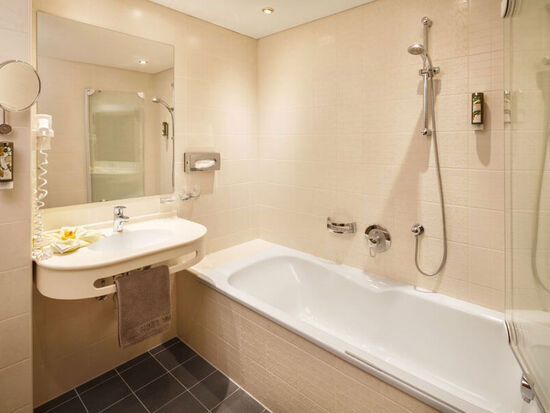 The bathroom in the Snow Queen Room of the Hotel Lech