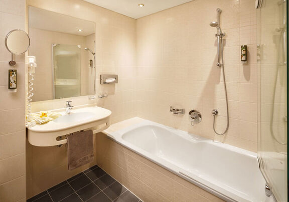 The bathroom in the Snow Queen Room of the Hotel Lech