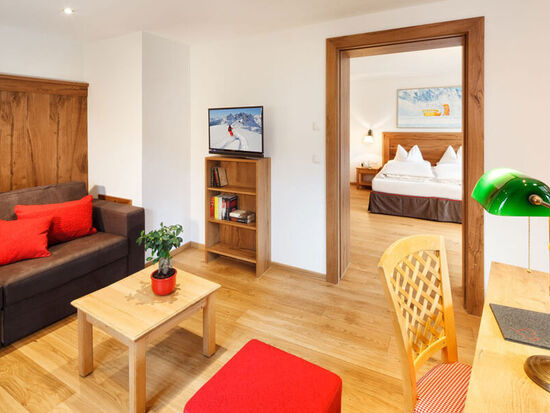 The passage between the bedroom and living room in the suite Snow Empress